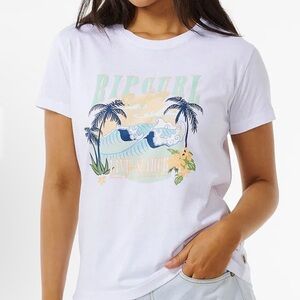 Rip Curl White Tee with Tropical Graphic